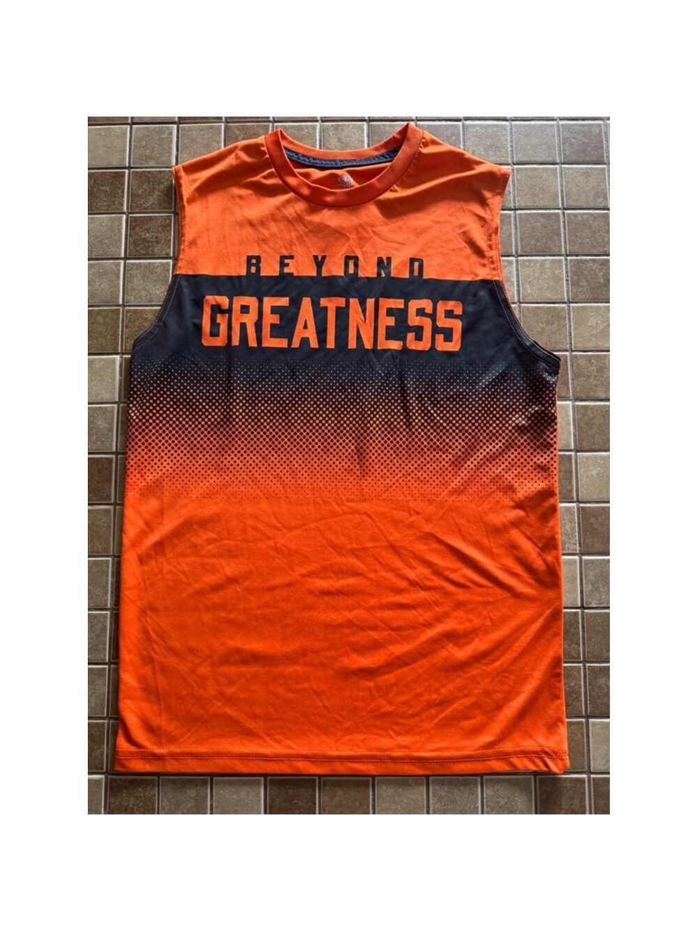 Boys Athletic Works Active Tee XXL Orange Black Sleeveless